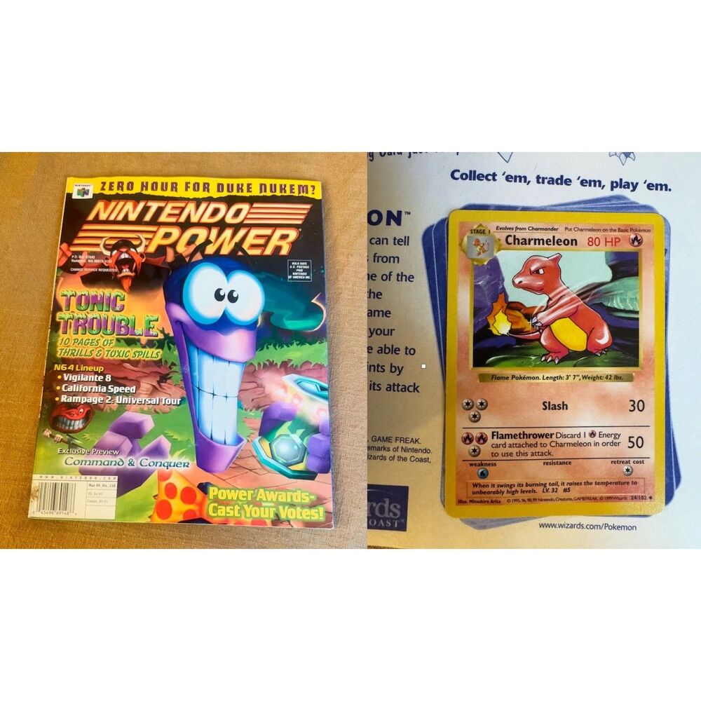 Nintendo Power Magazine Vol. 118 All Inserts & Posters + Charmeleon Pokemon Card